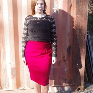 Pure New Wool Burgundy Color Vintage Skirt